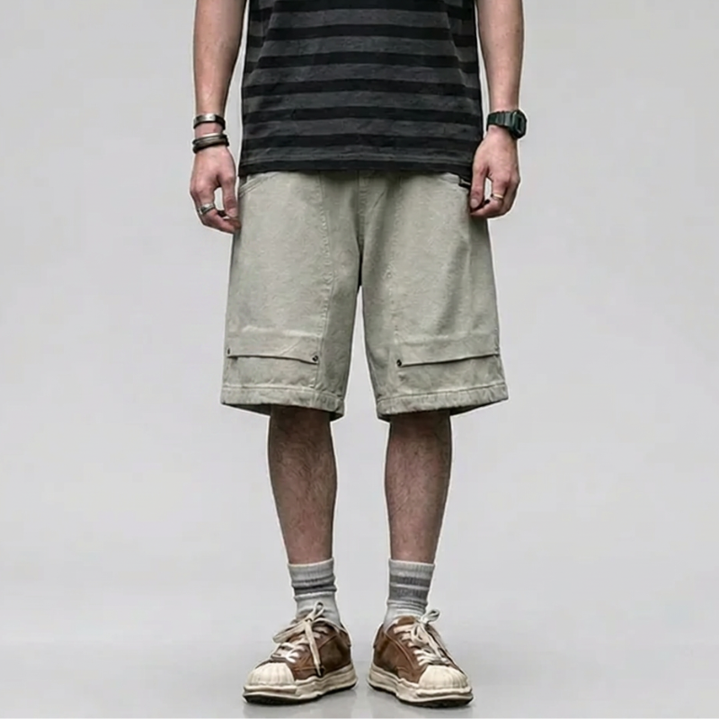 Men's Washed Denim Cargo Shorts