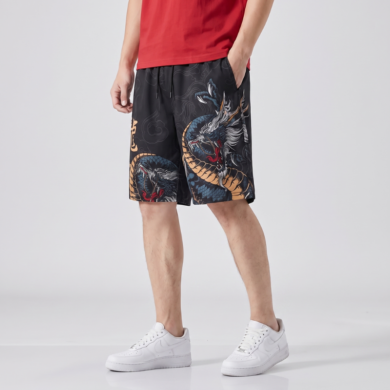 Japanese Dragon Print Shorts