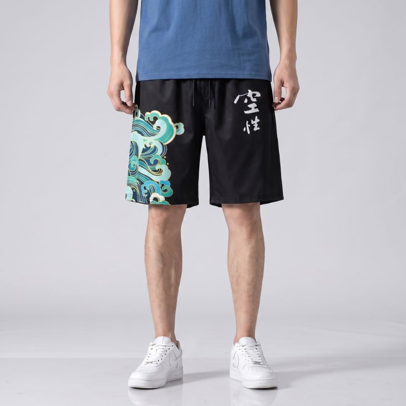 Men's Japanese Wave Print Shorts