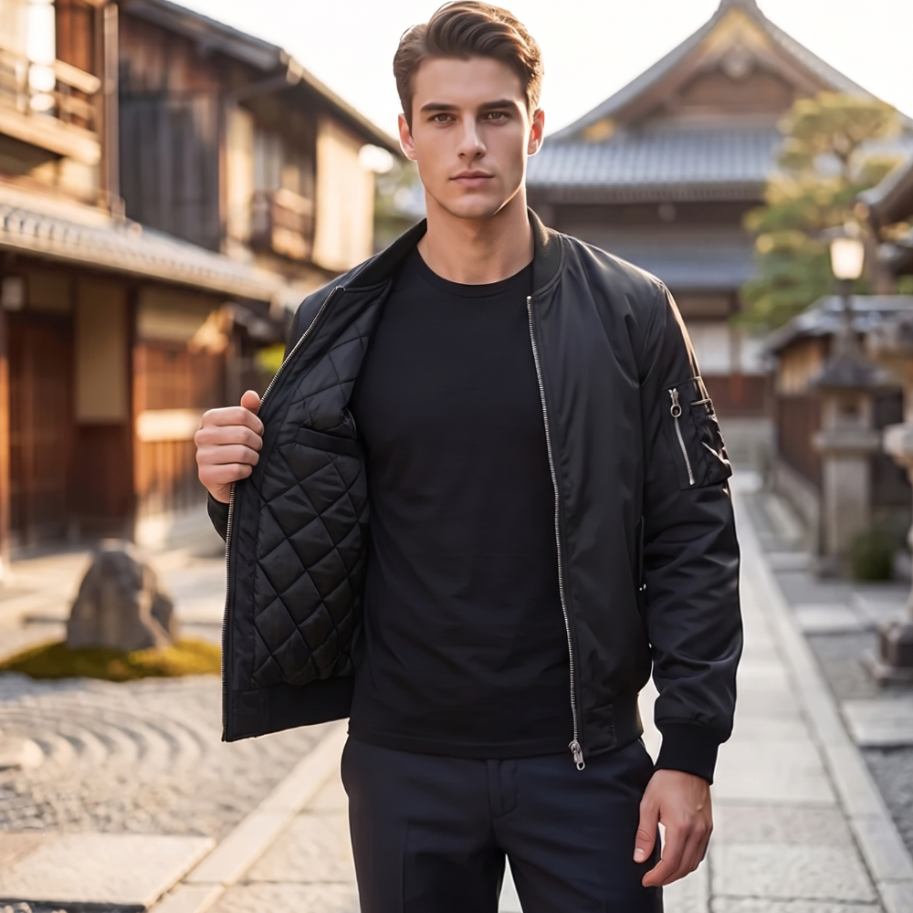 Dragon Tiger Embroidered Bomber Jacket