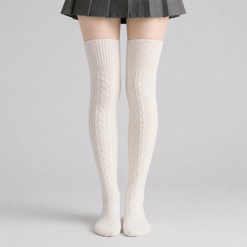 Cable Knit Over the Knee Socks