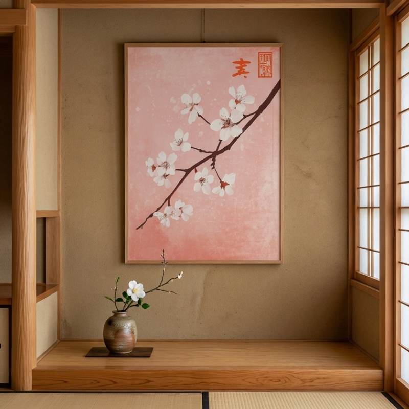 Sakura Branch Japanese Painting