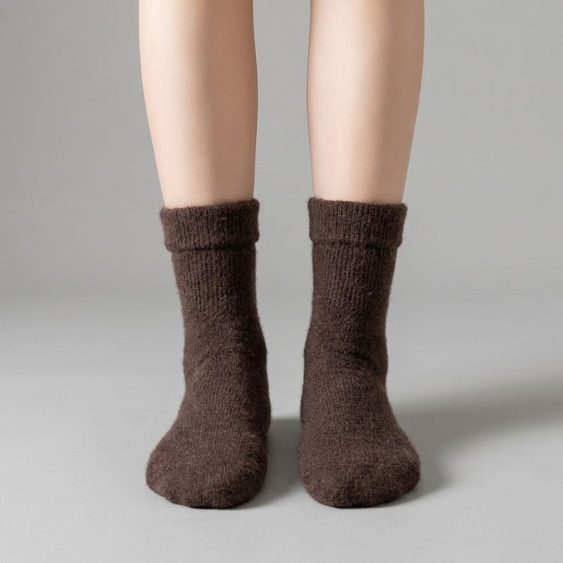 Fuzzy Wool Crew Socks