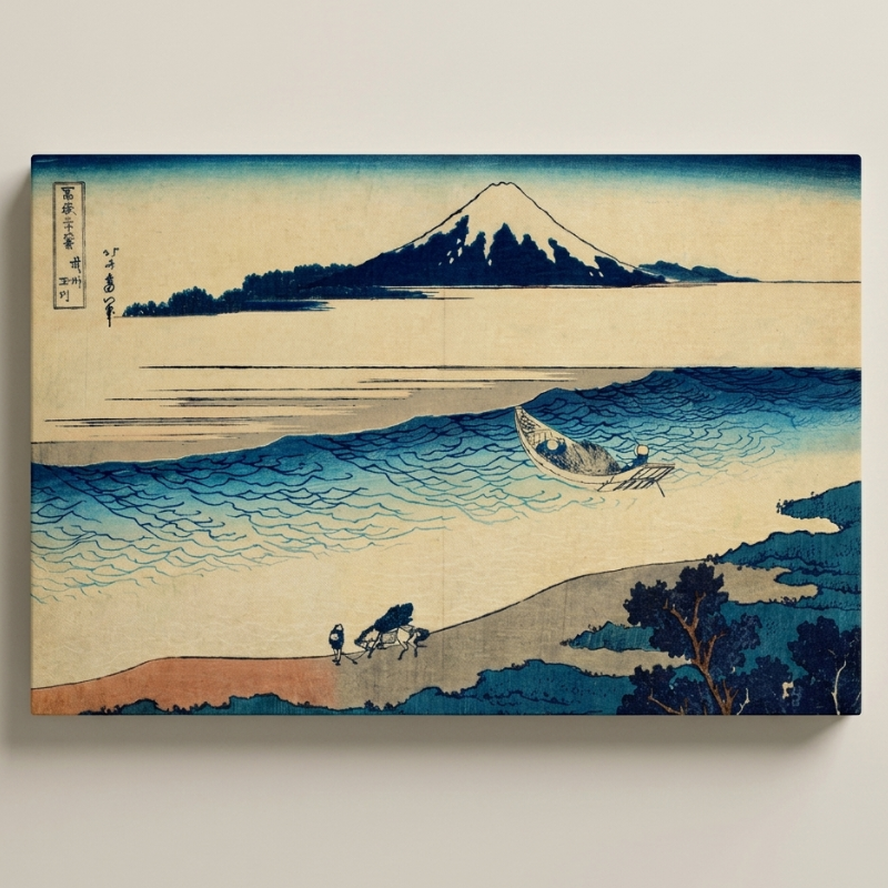 Tama River in Musashi Province Woodblock Print