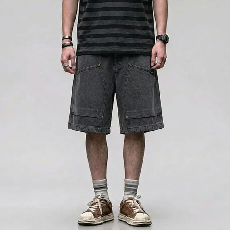 Men's Washed Denim Cargo Shorts