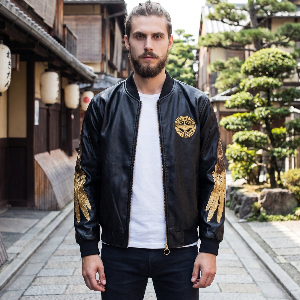 Wings Embroidery Bomber Jacket