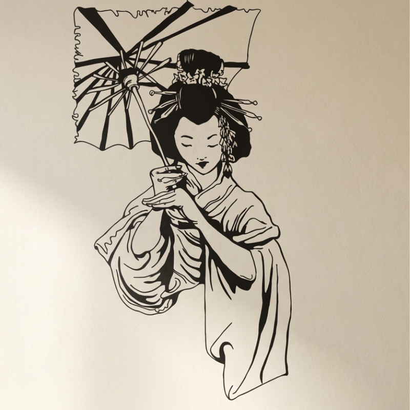 Geisha Umbrella Wall Decal