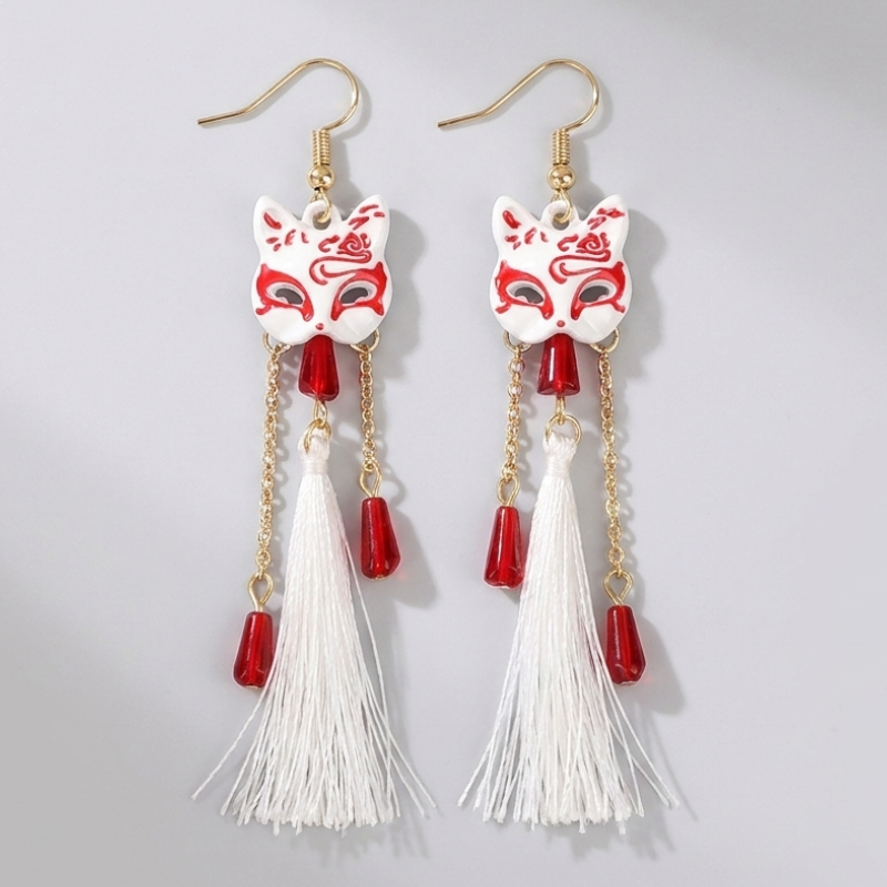 Kitsune Silk Tassel Earrings