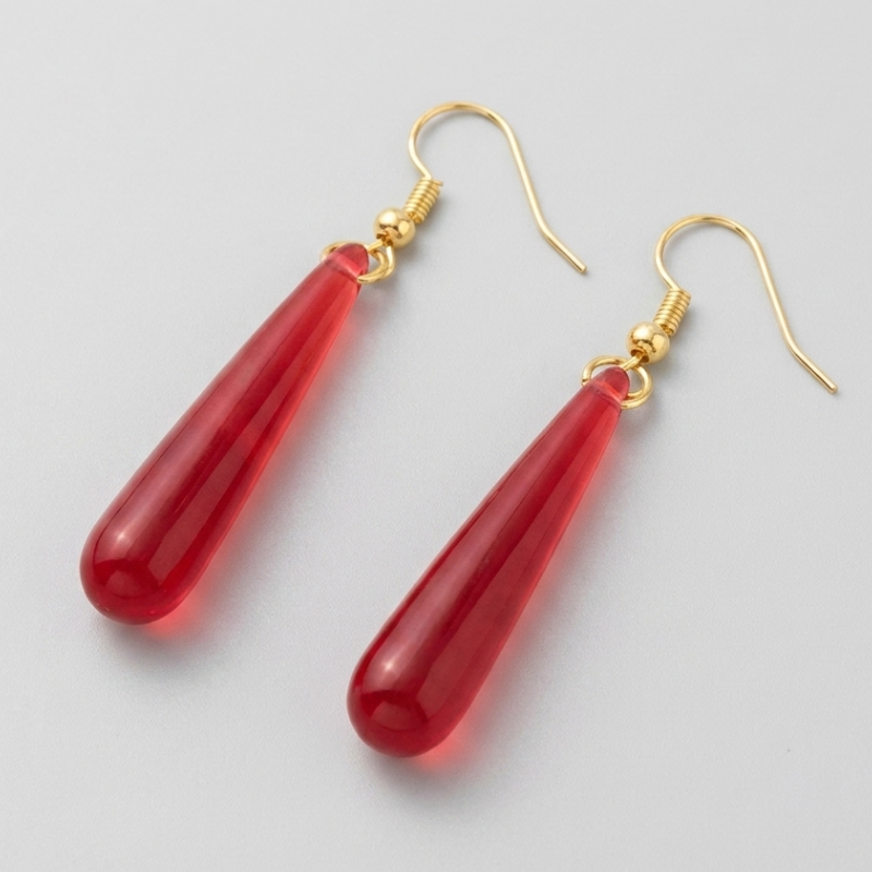 Red Teardrop Dangle Earrings