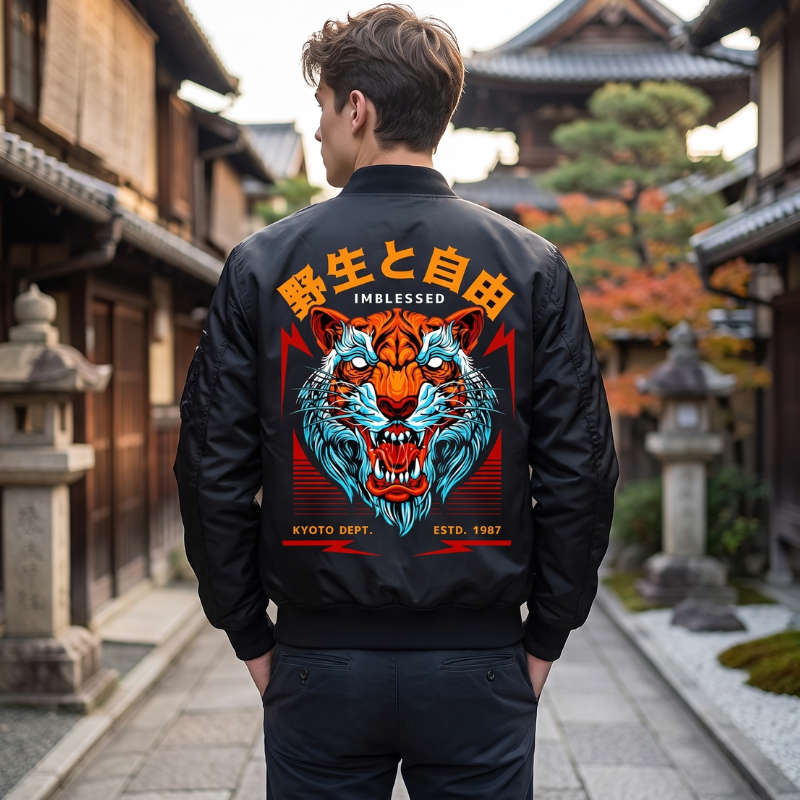 Tiger Print Bomber Jacket