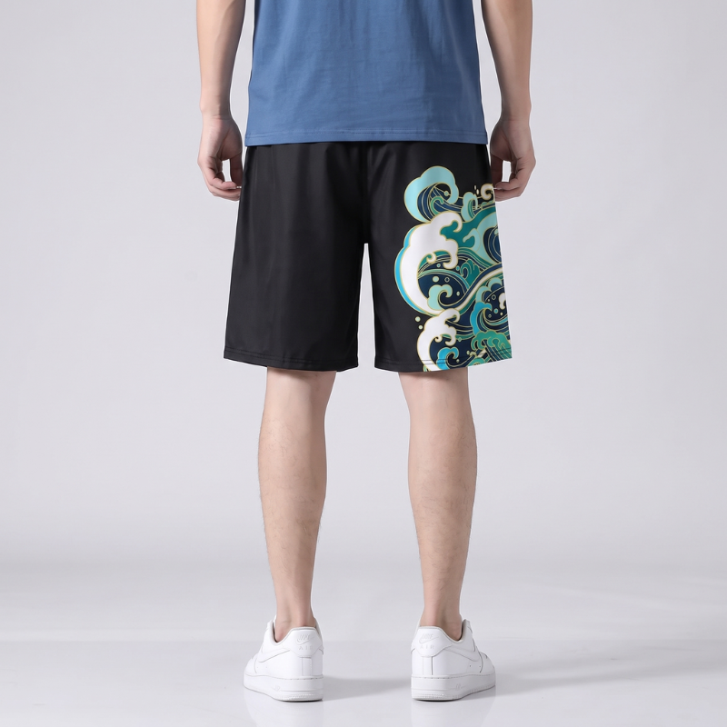 Men's Japanese Wave Print Shorts