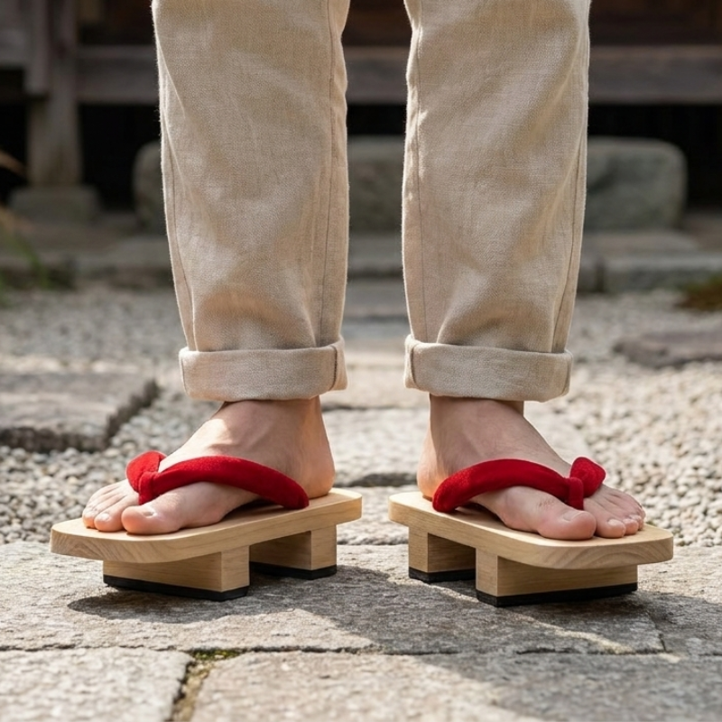 Traditional Red Geta Sandals