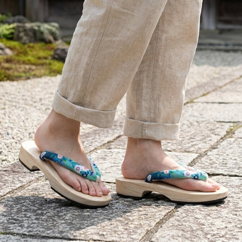 Japanese Green Geta Sandals