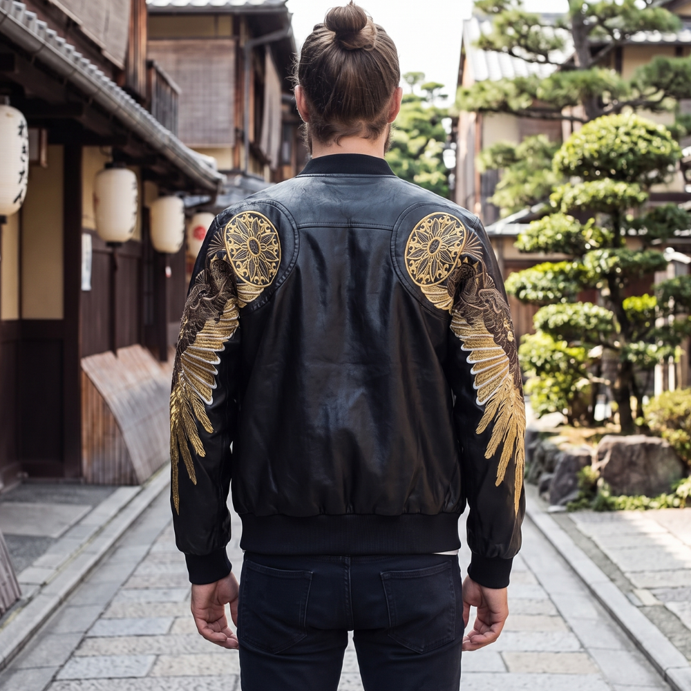 Wings Embroidery Bomber Jacket
