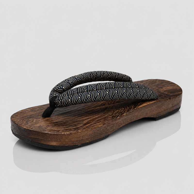 Black Flat Japanese Geta Sandals