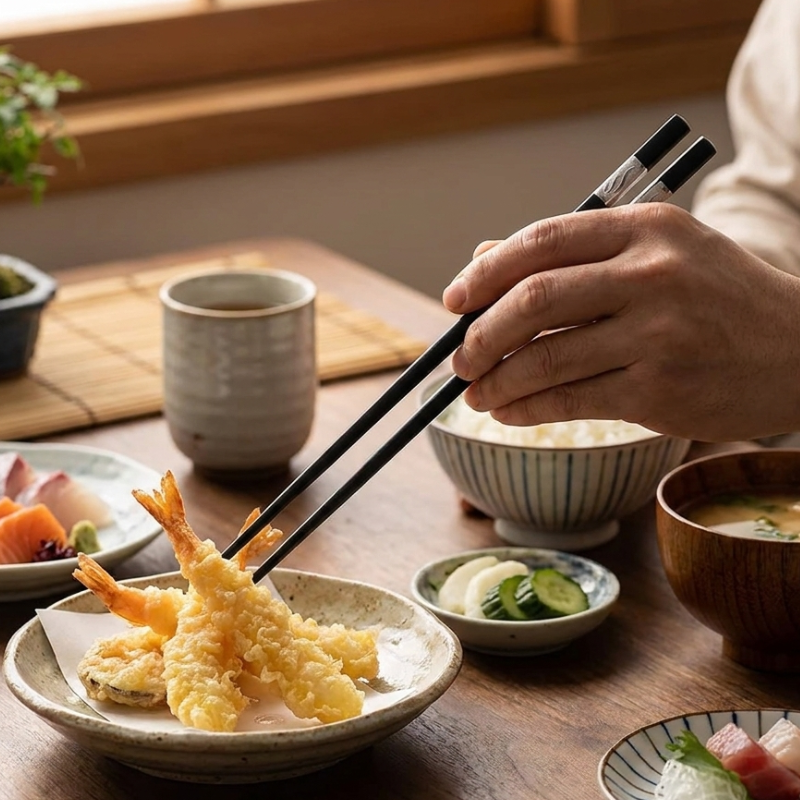 Black and Silver Chopsticks