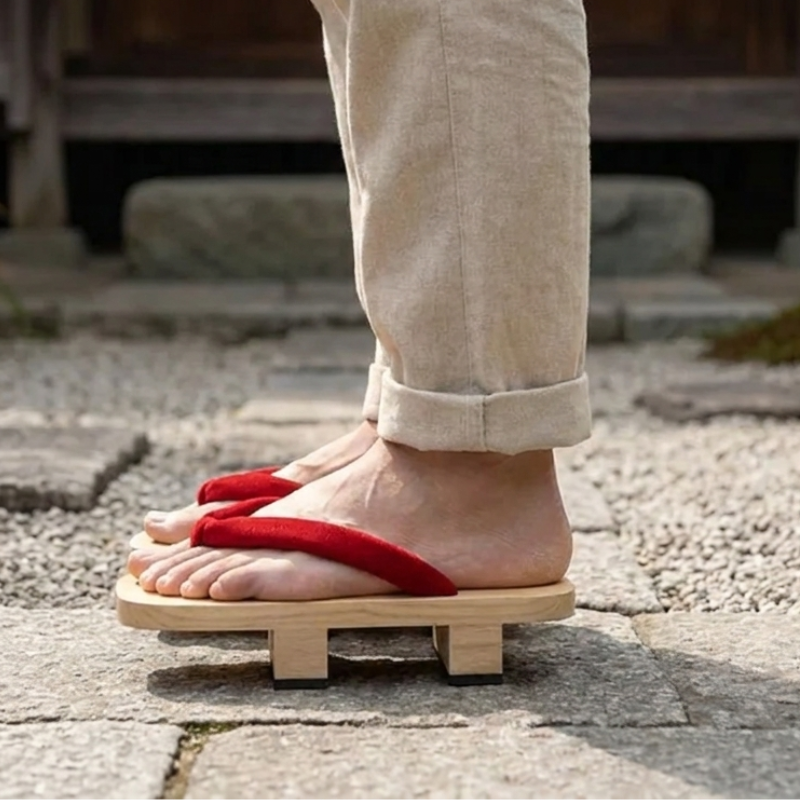 Traditional Red Geta Sandals
