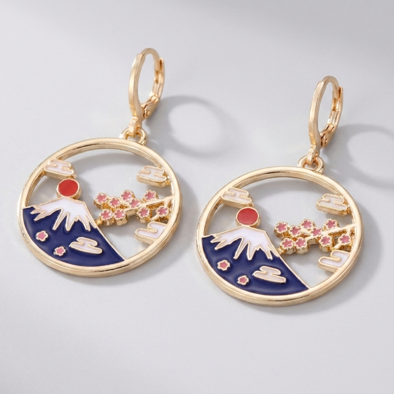 Mount Fuji Hoop Earrings