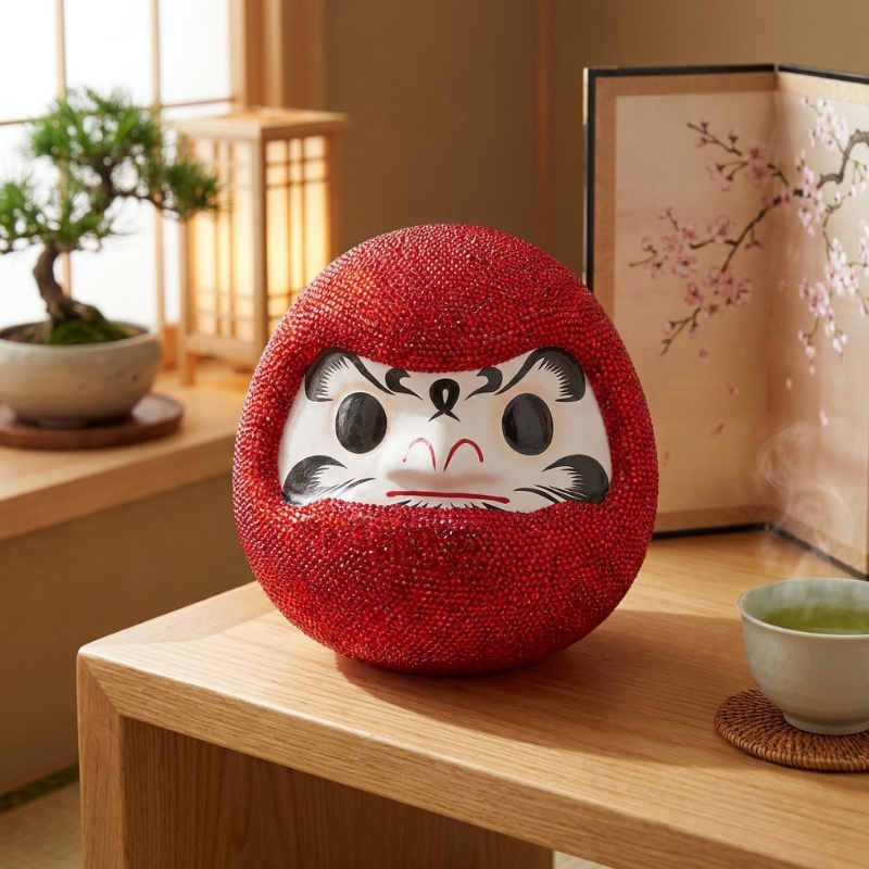 Red Rhinestone Daruma Doll