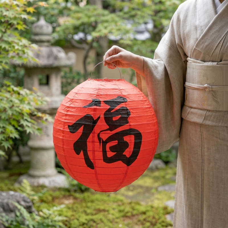 Red Japanese Paper Lantern Lamp