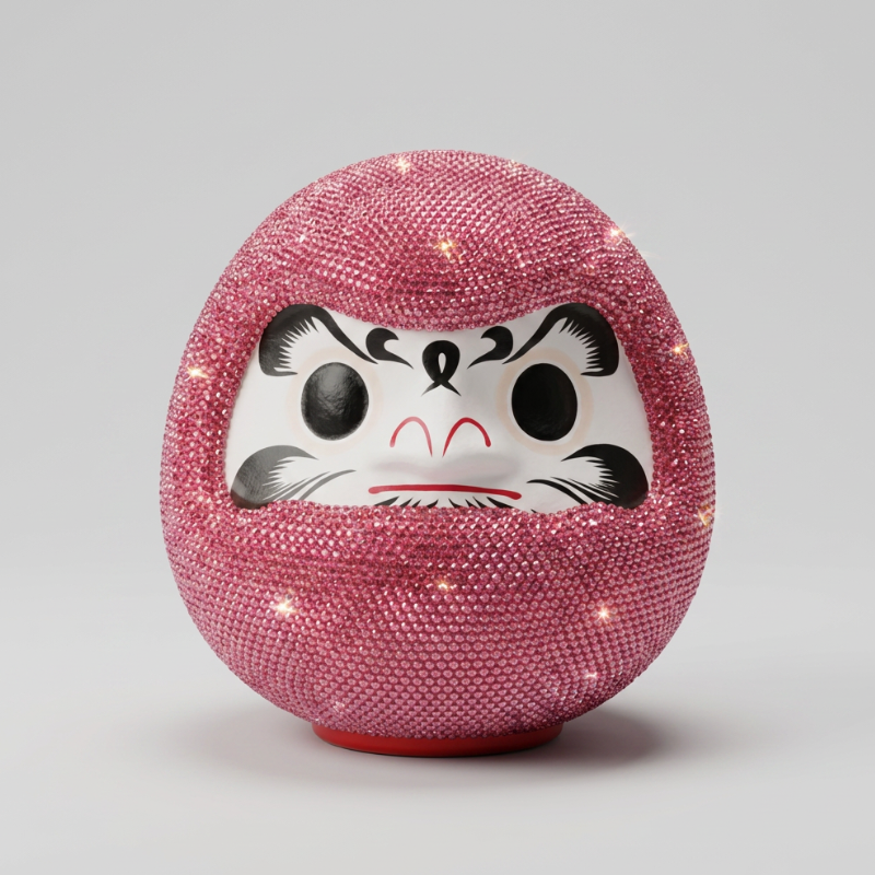 Pink Rhinestone Daruma Doll