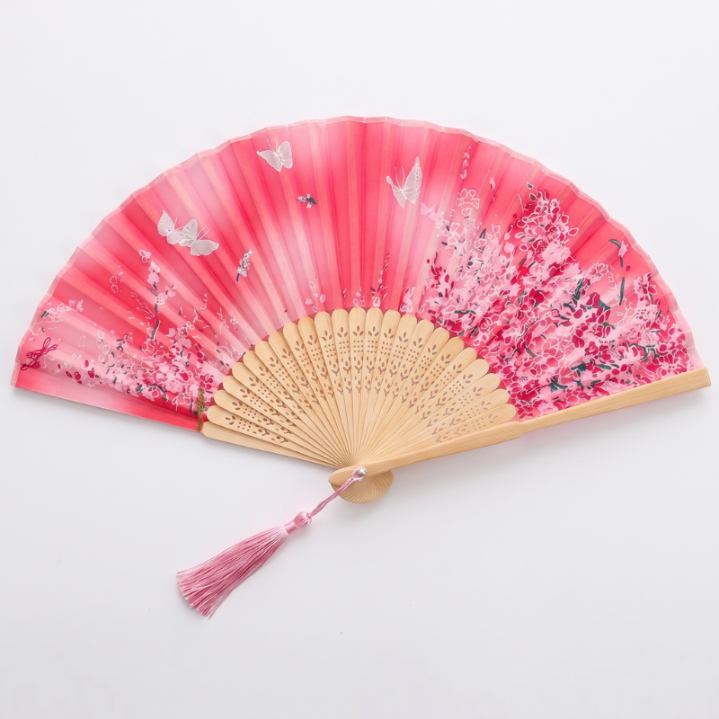 Pink Japanese Floral Fan