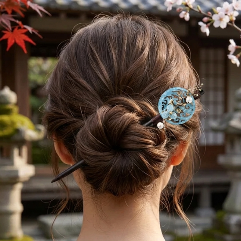Blue Kanzashi Hairpin