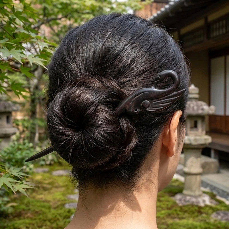 Crane Kanzashi Hair Stick