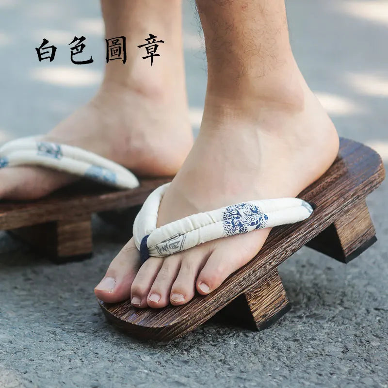 Size 46 47 Man Flip-flops Japanese Clogs Wooden Geta Two Teeth Cosplay Costume Anime Unisex Sandals Slippers