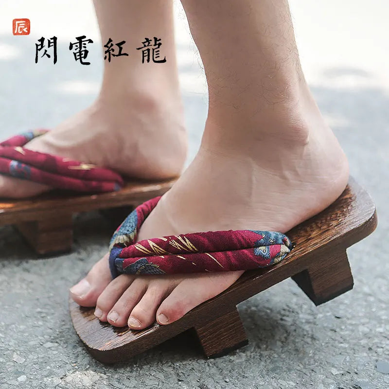 Size 46 47 Man Flip-flops Japanese Clogs Wooden Geta Two Teeth Cosplay Costume Anime Unisex Sandals Slippers