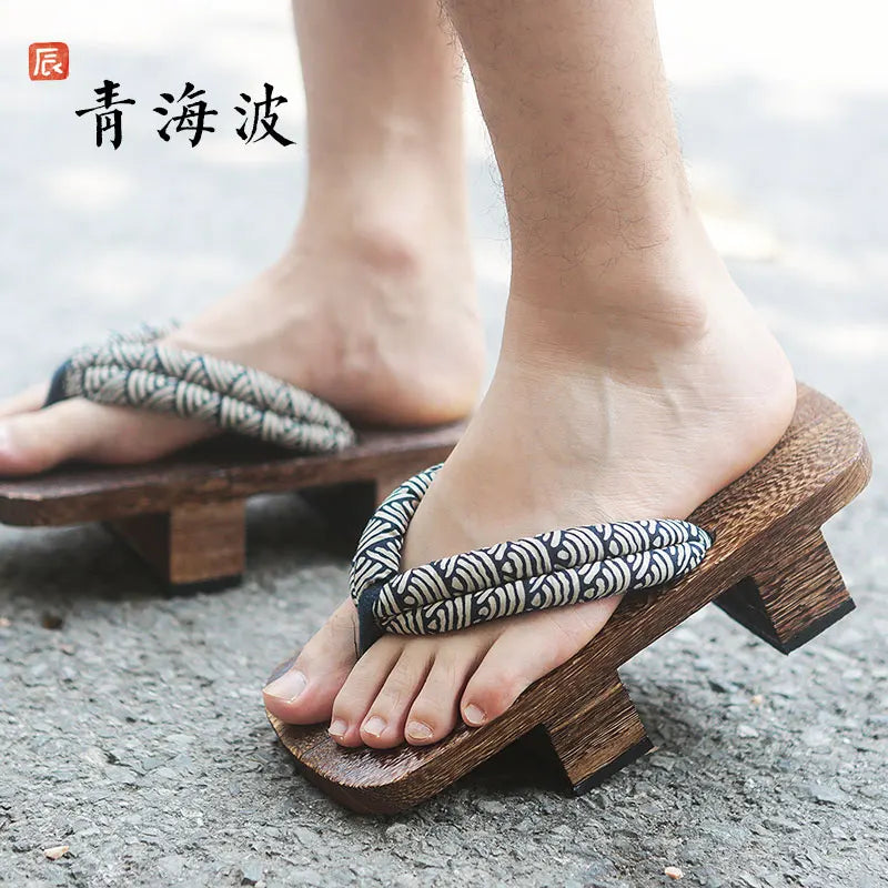 Size 46 47 Man Flip-flops Japanese Clogs Wooden Geta Two Teeth Cosplay Costume Anime Unisex Sandals Slippers