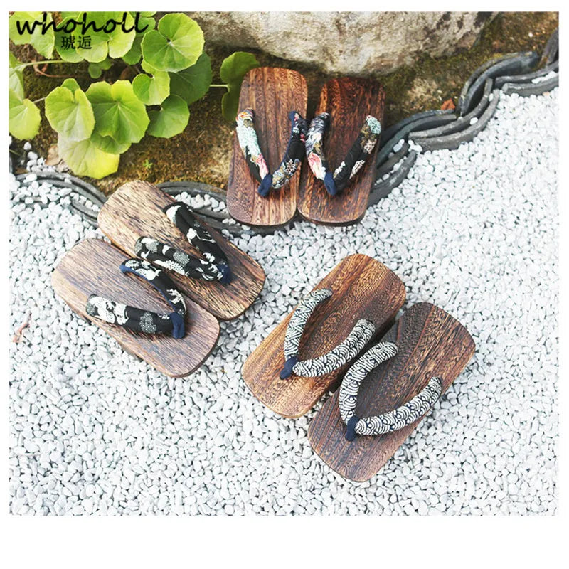 Size 46 47 Man Flip-flops Japanese Clogs Wooden Geta Two Teeth Cosplay Costume Anime Unisex Sandals Slippers