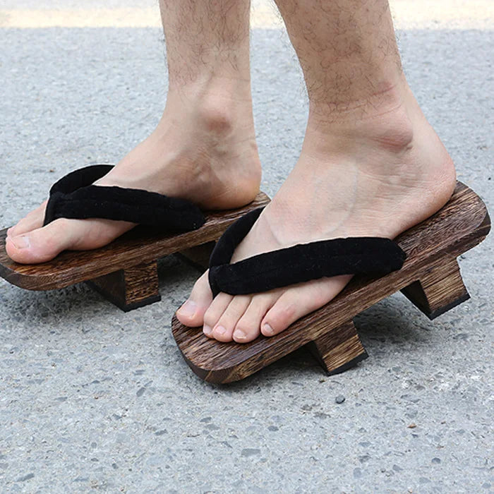 Size 46 47 Man Flip-flops Japanese Clogs Wooden Geta Two Teeth Cosplay Costume Anime Unisex Sandals Slippers