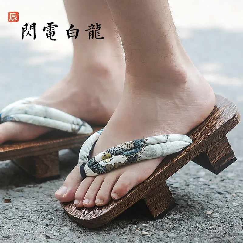 Size 46 47 Man Flip-flops Japanese Clogs Wooden Geta Two Teeth Cosplay Costume Anime Unisex Sandals Slippers