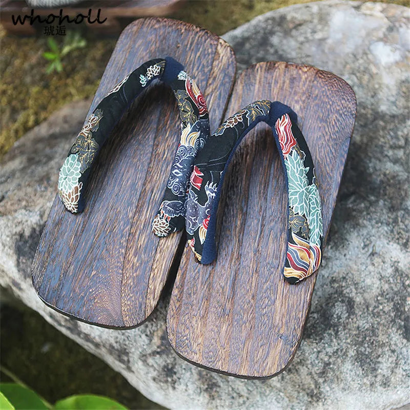 Size 46 47 Man Flip-flops Japanese Clogs Wooden Geta Two Teeth Cosplay Costume Anime Unisex Sandals Slippers