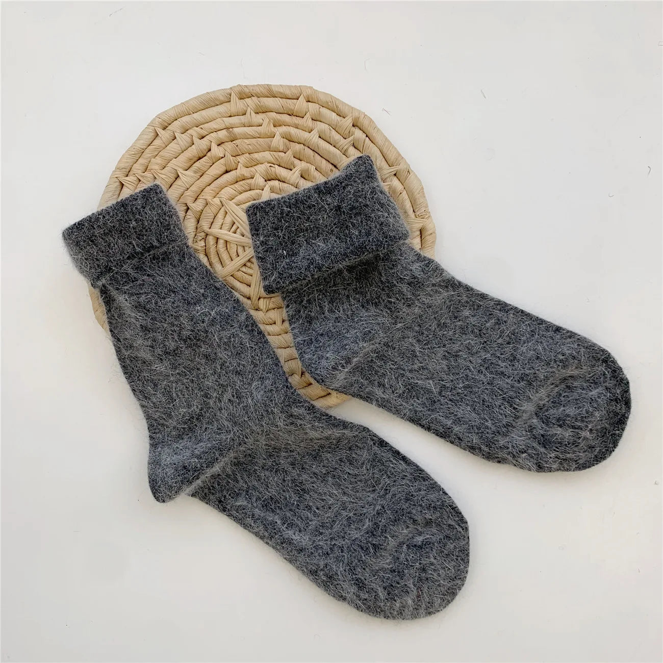 Fuzzy Wool Crew Socks