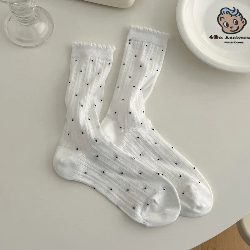 Japanese Polka Dot Crew Socks