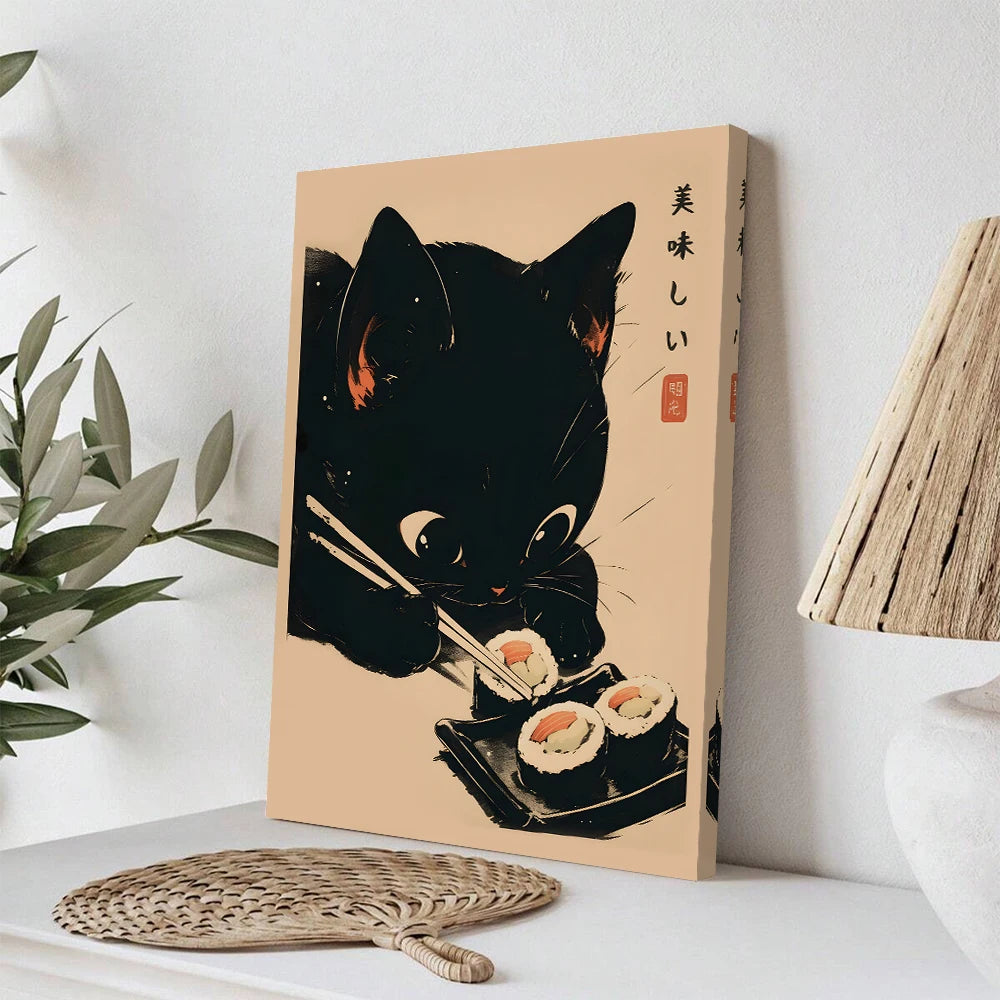 Cute Japanese Cat Wall Art