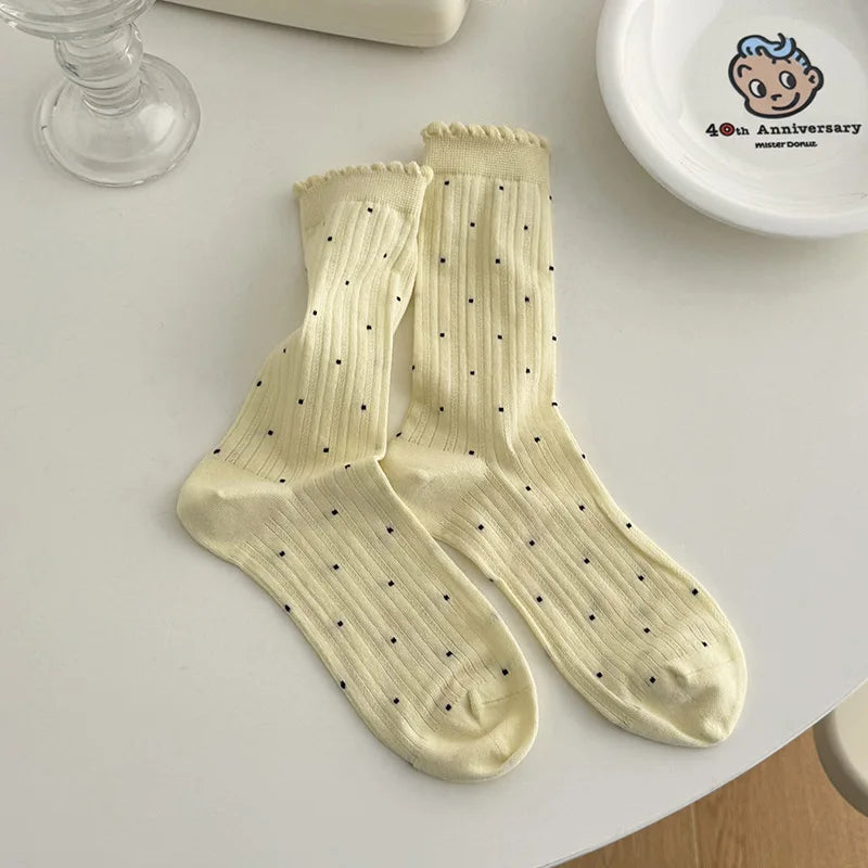 Japanese Polka Dot Crew Socks