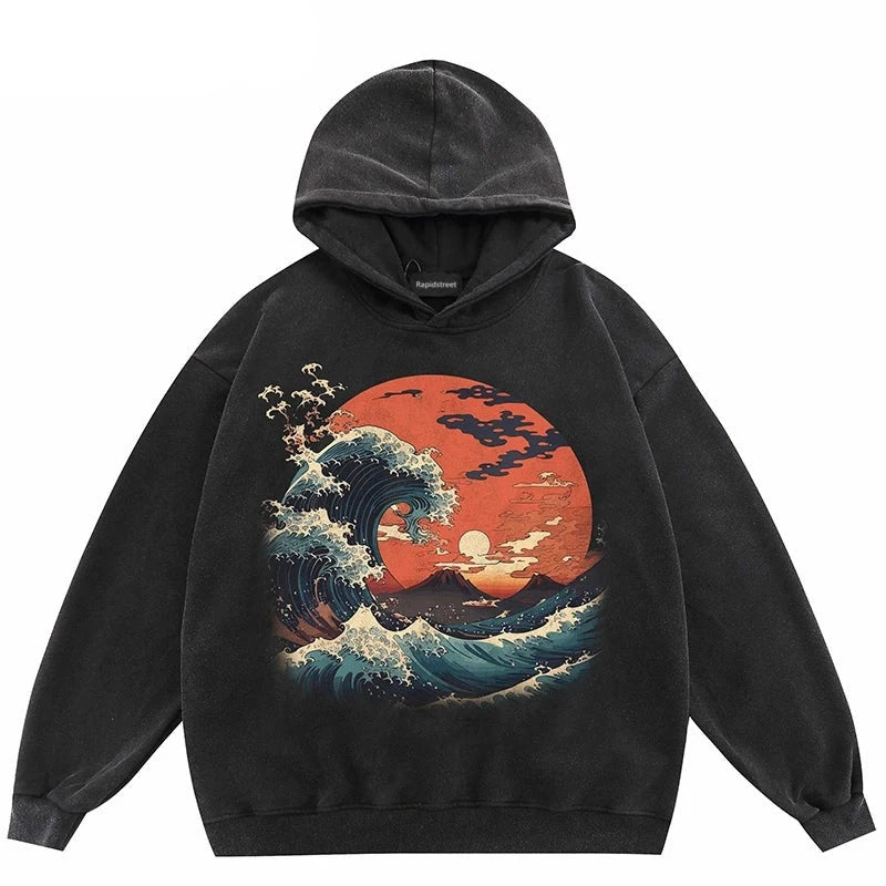 Japanese Rising Sun Waves </br> Hoodie