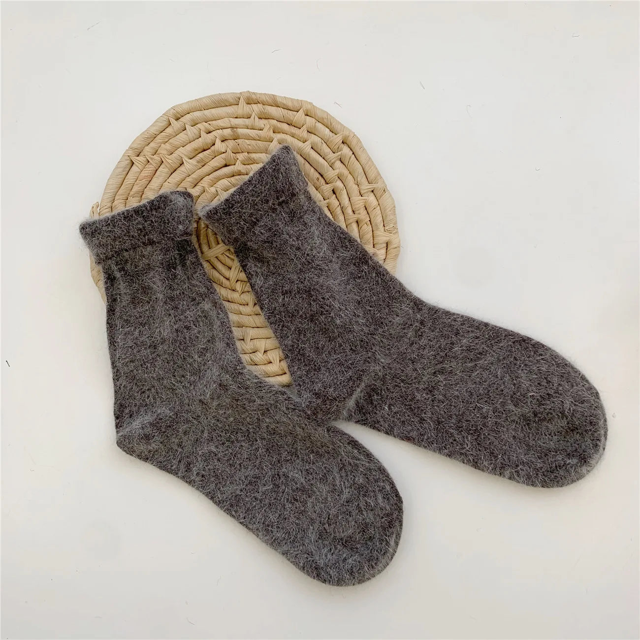 Fuzzy Wool Crew Socks