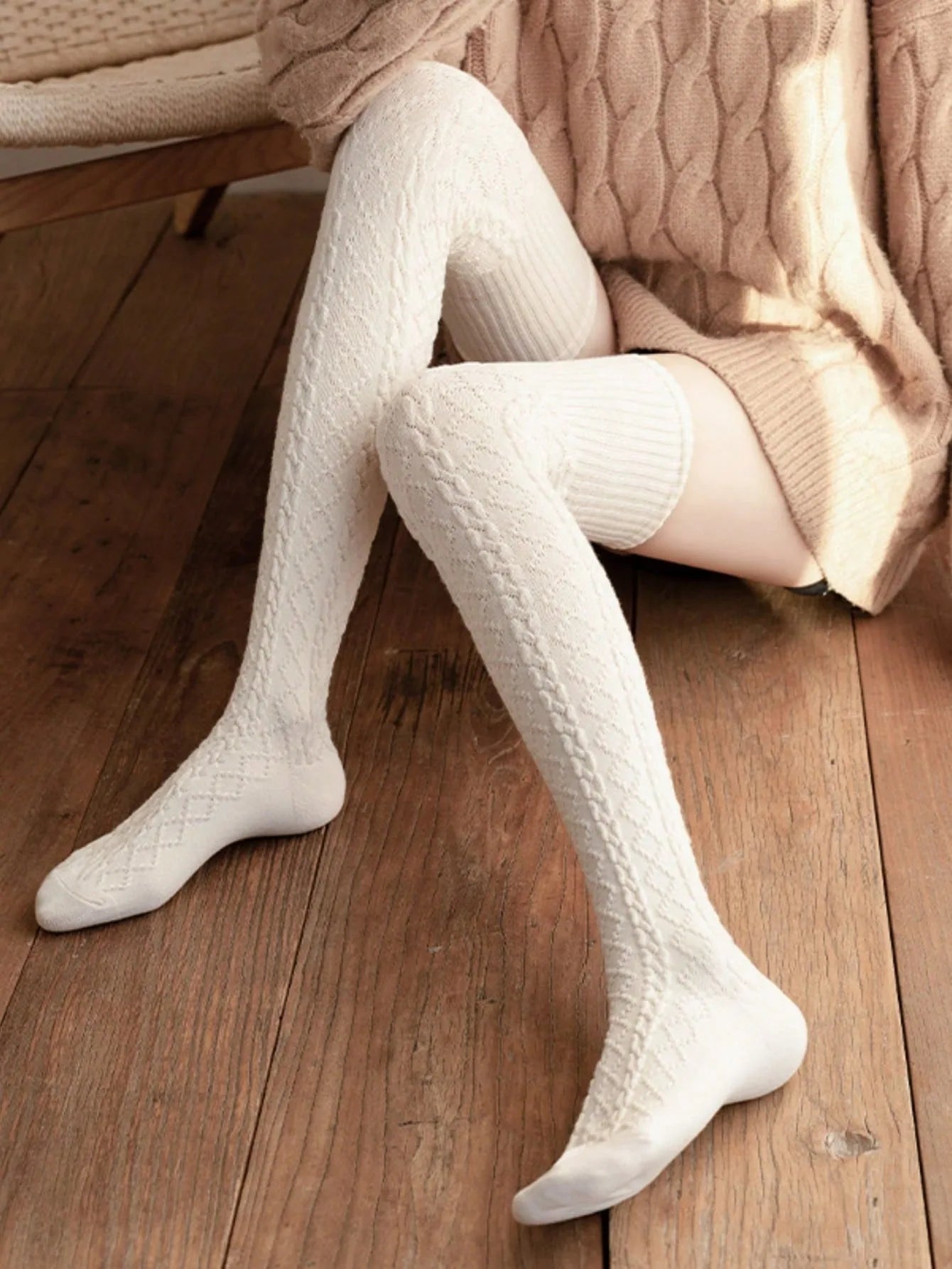Cable Knit Over the Knee Socks