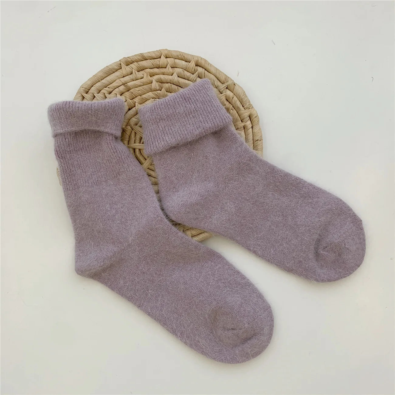 Fuzzy Wool Crew Socks