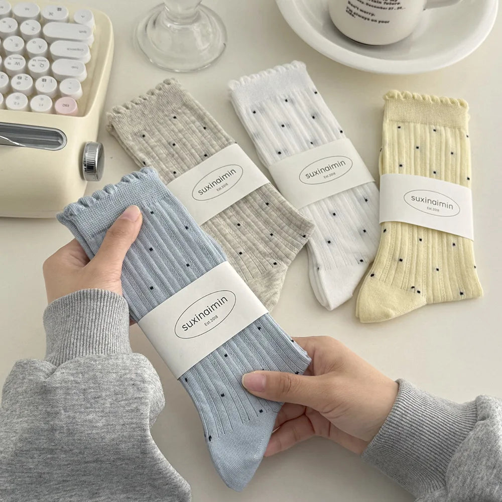 Japanese Polka Dot Crew Socks