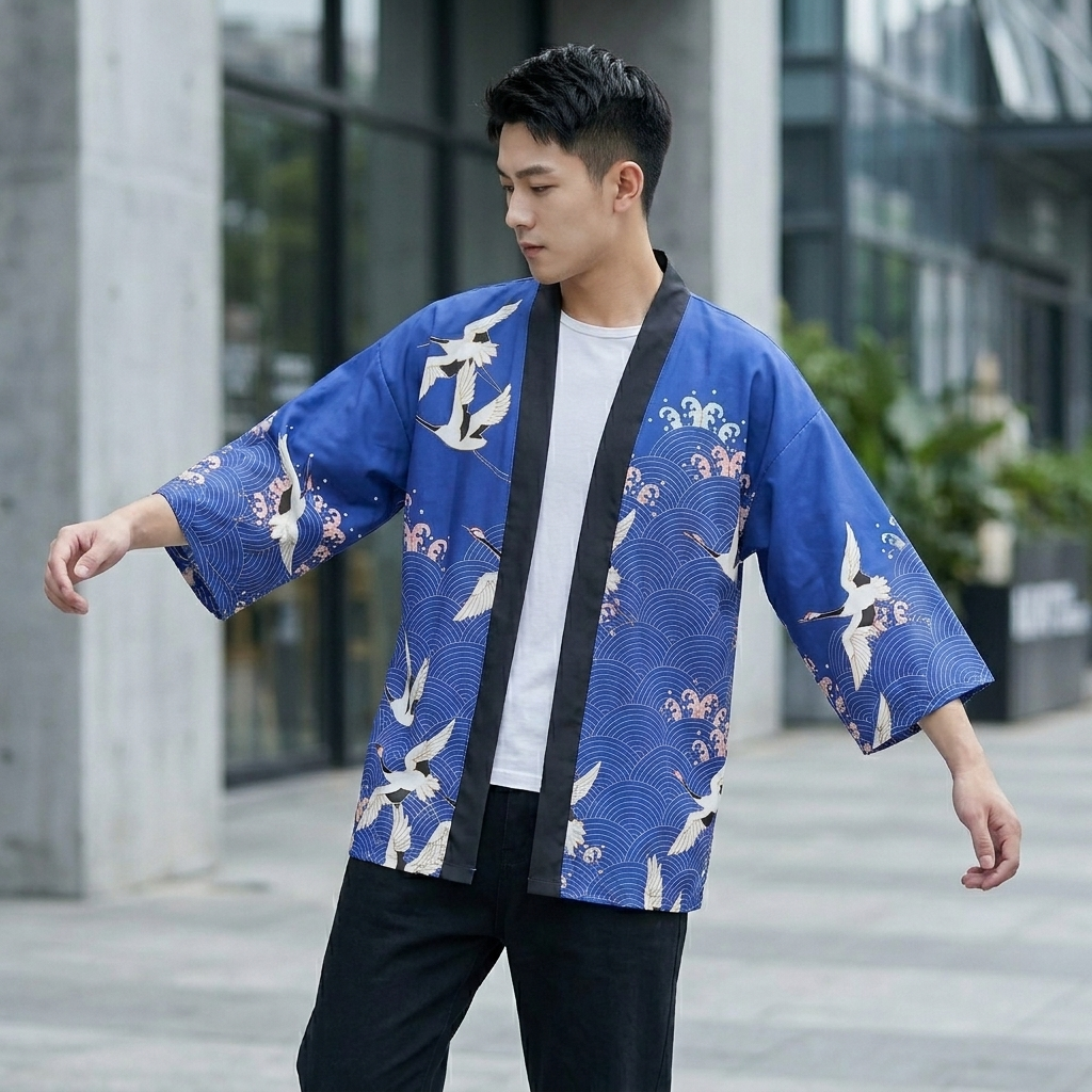 Blue Bird Kimono Jacket