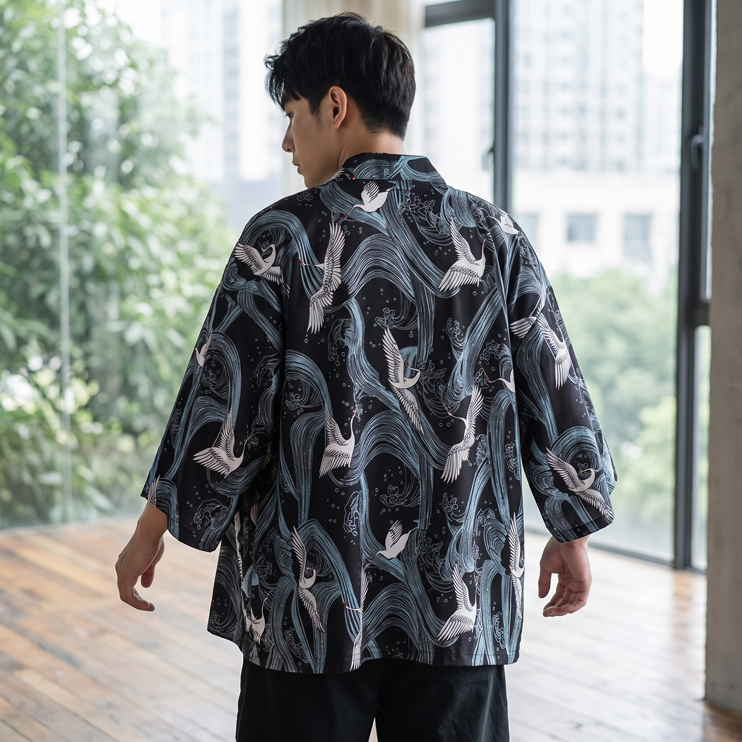Japanese Crane Kimono Jacket