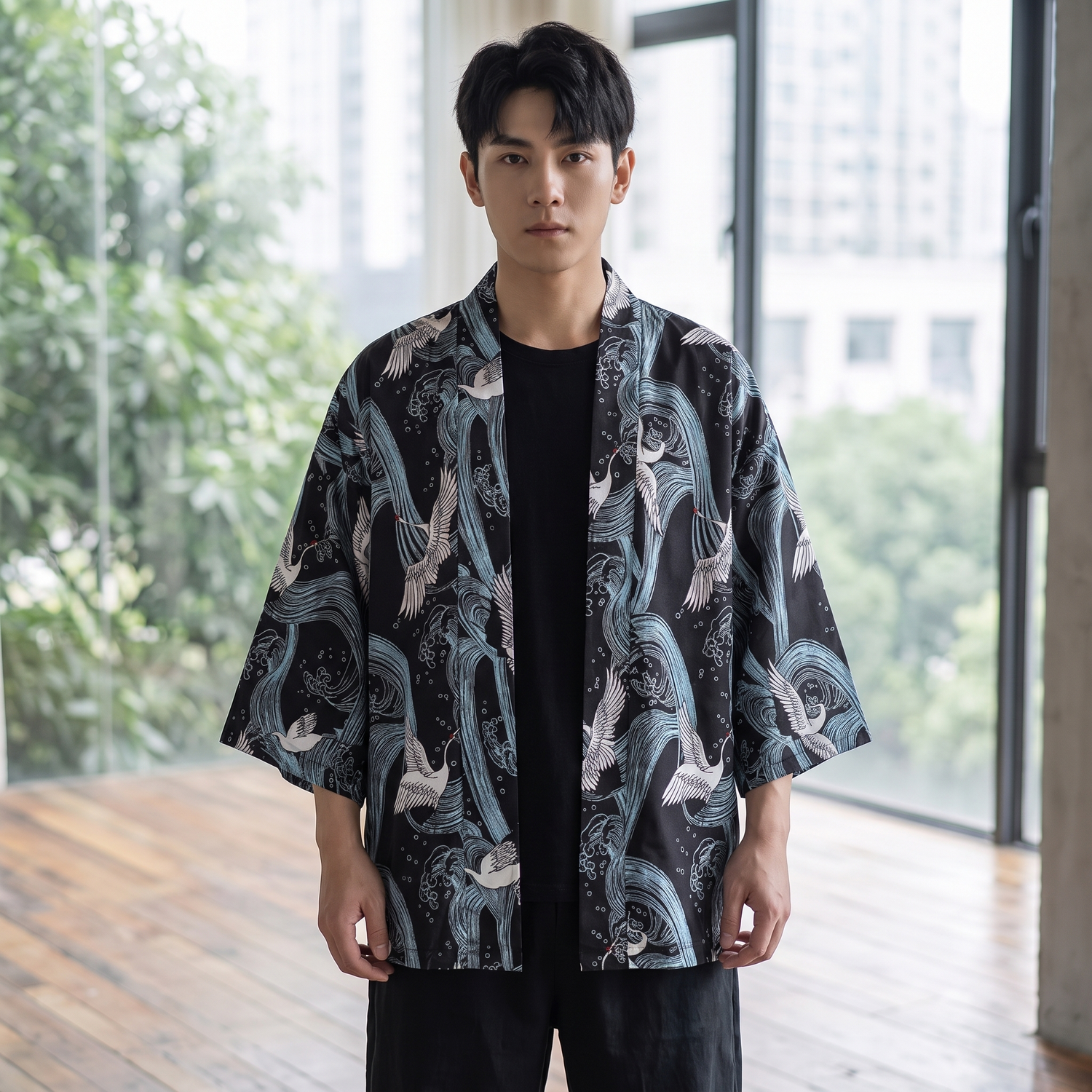 Japanese Crane Kimono Jacket