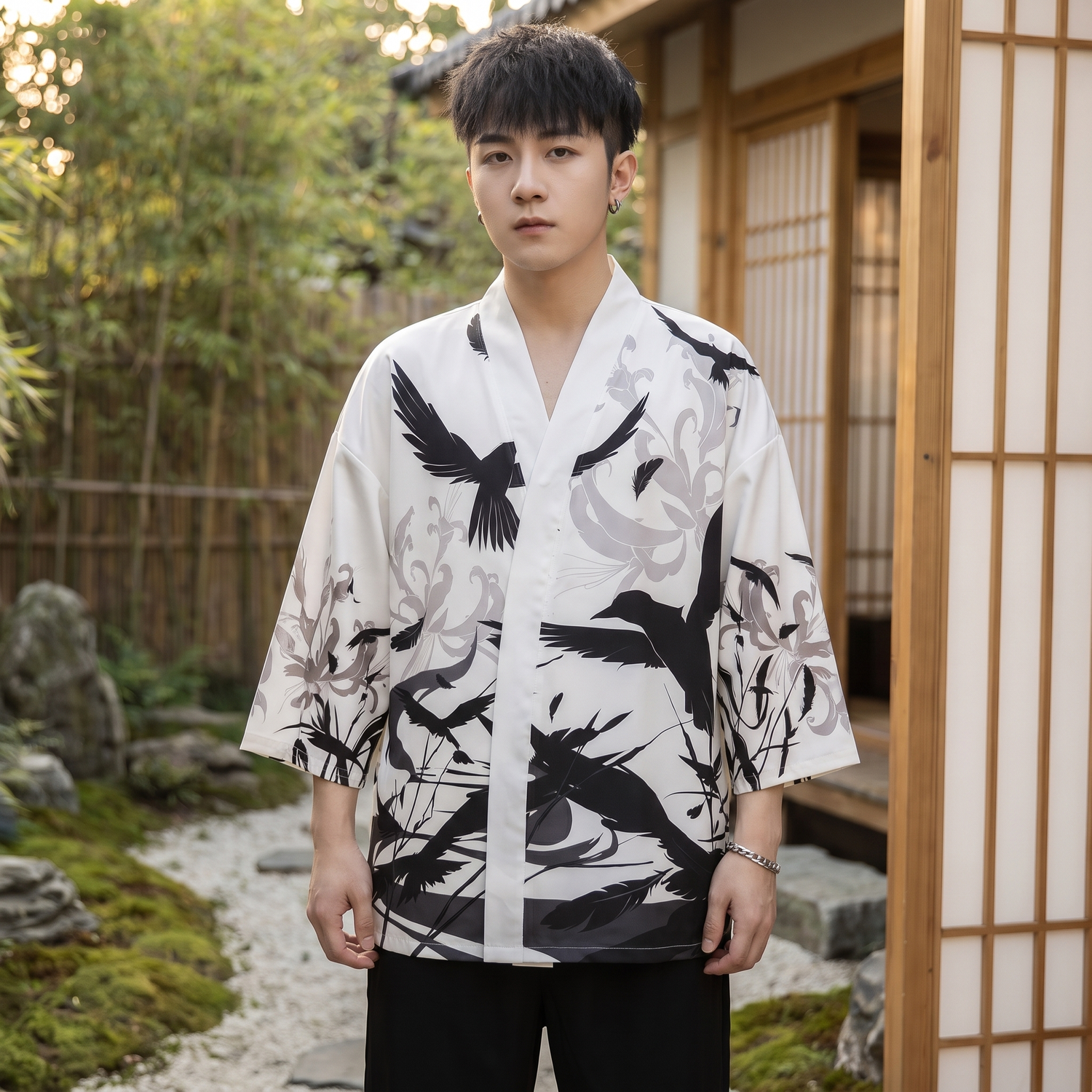 Kimono Jacket </br> Black Hawks