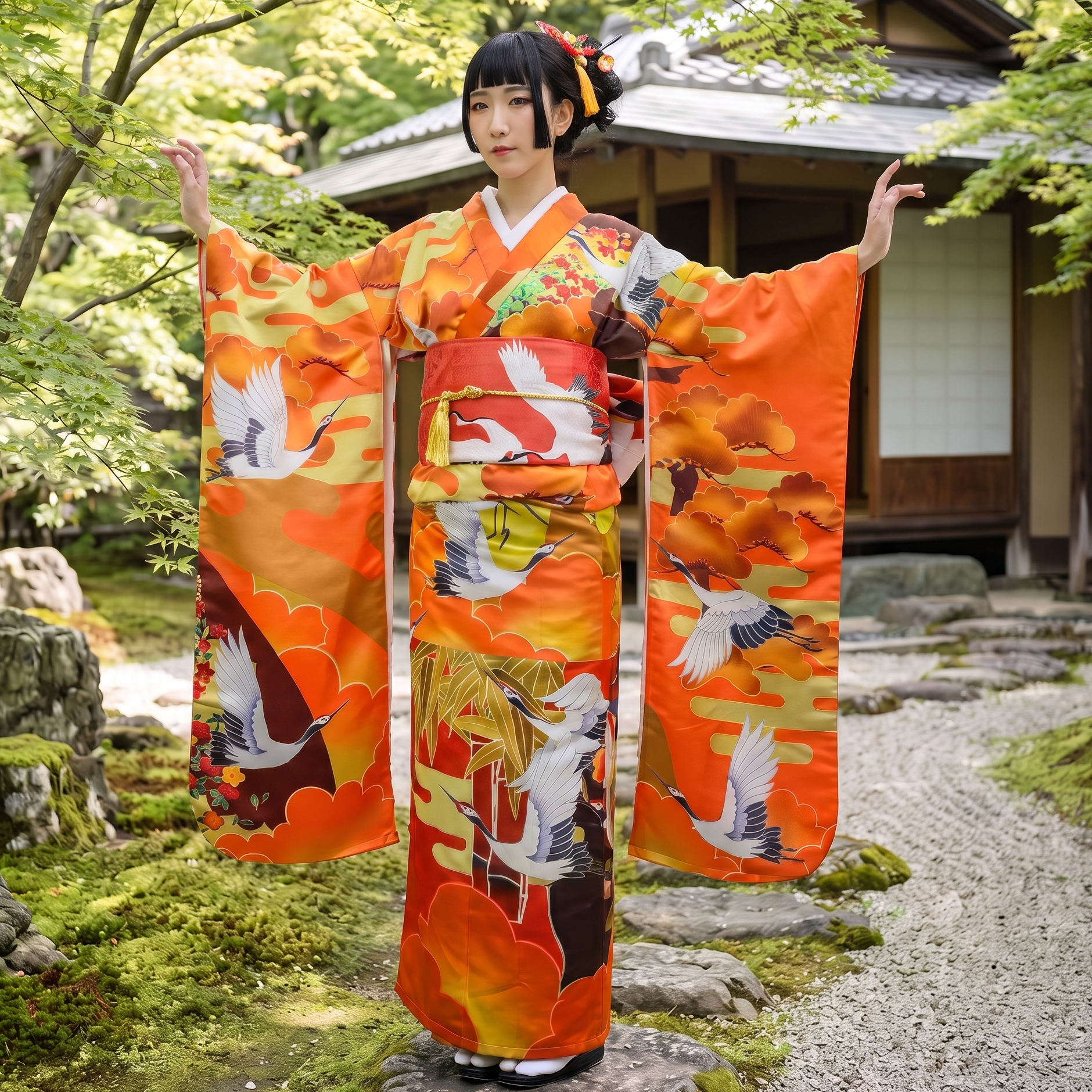 Traditional Furisode Kimono for Women