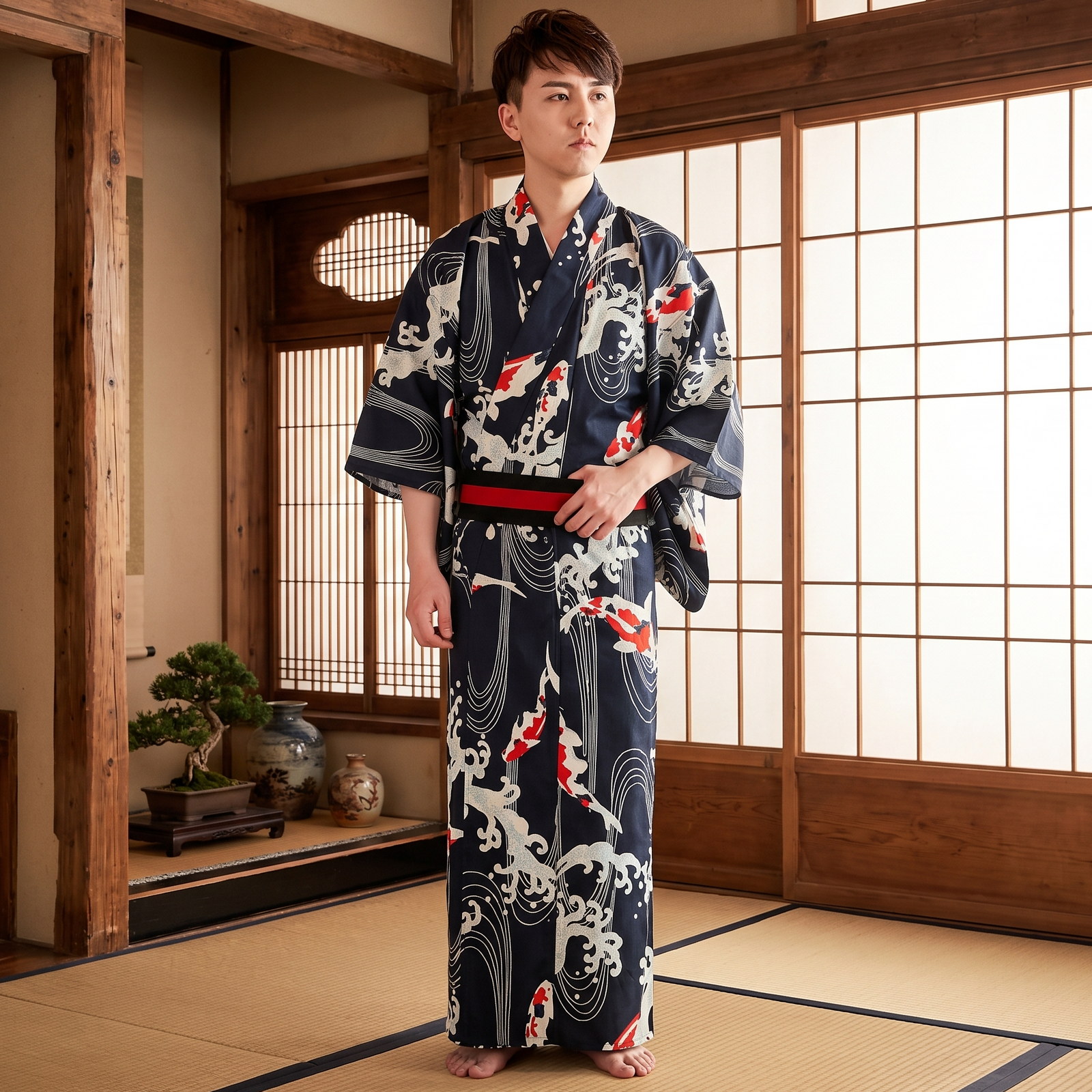 Japanese Men's Yukata Kimono Robe